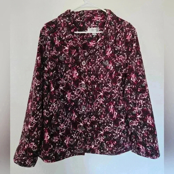 Cj Banks Maroon, Gray & Pink Long Sleeve Jacket Women Size 2X - Picture 4 of 12